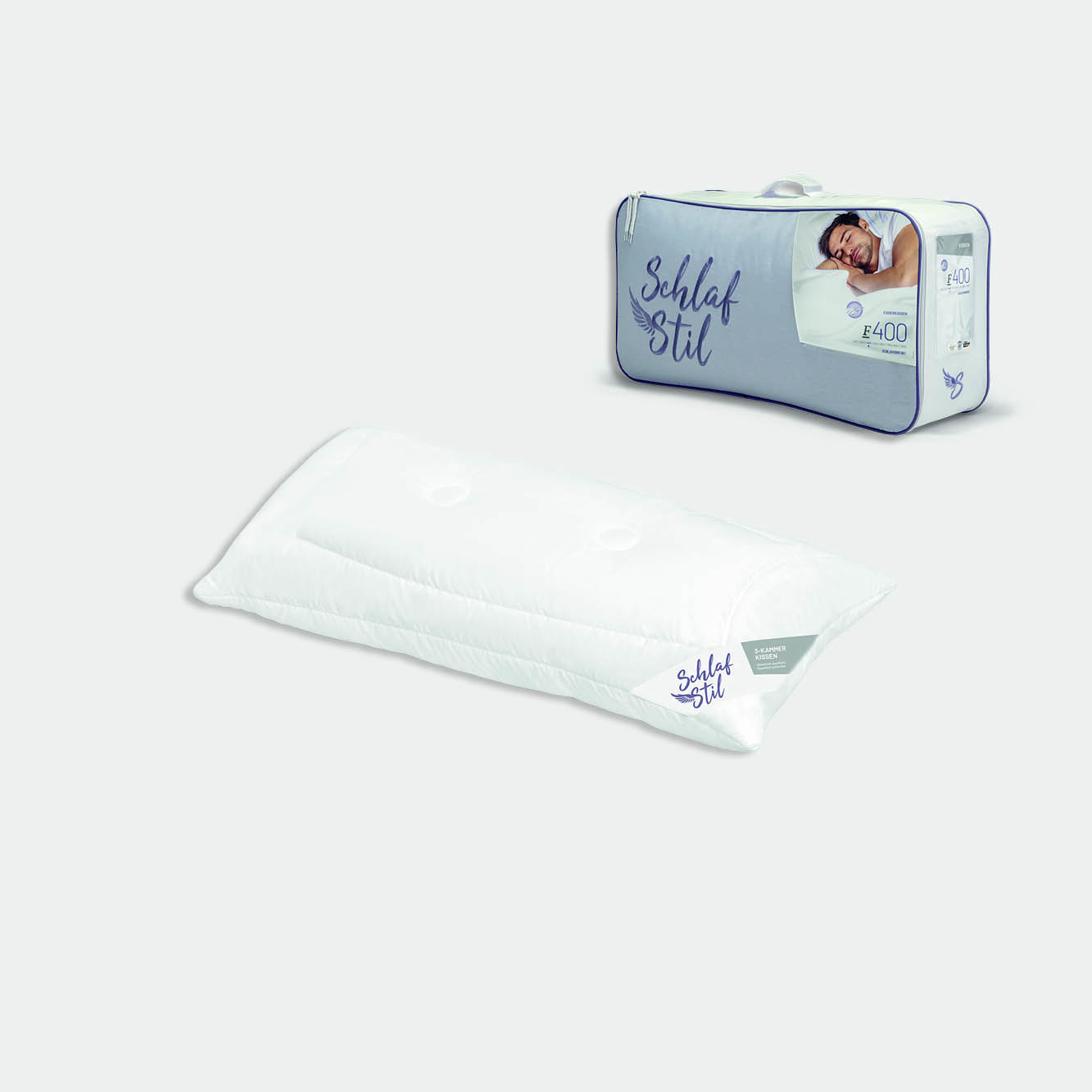 Schlafstil 3-Kammer Faserkissen F400, Quallofil Premium 3D-Markenfaser / 100 % Polyester (Außen), 40x80 cm